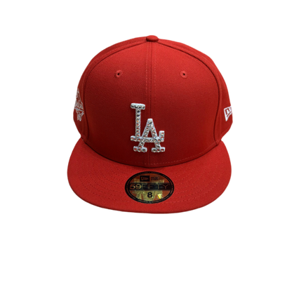 RED RHINESTONE LA FITTED
