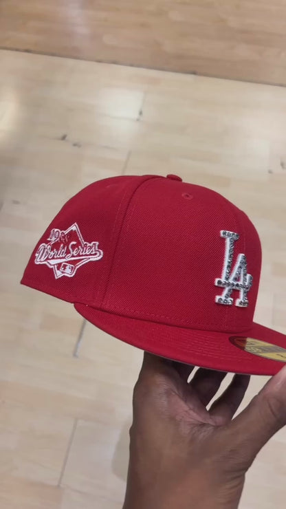 RED RHINESTONE LA FITTED